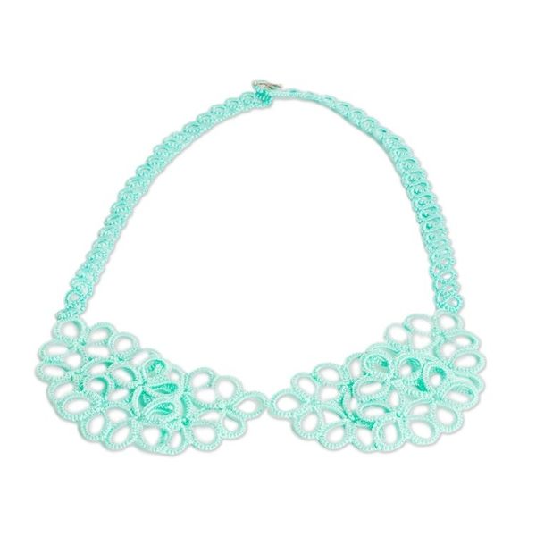 Alternate image for Hand-Tatted Mint Collar Necklace with Sterling Silver Clasp Mint Elegance