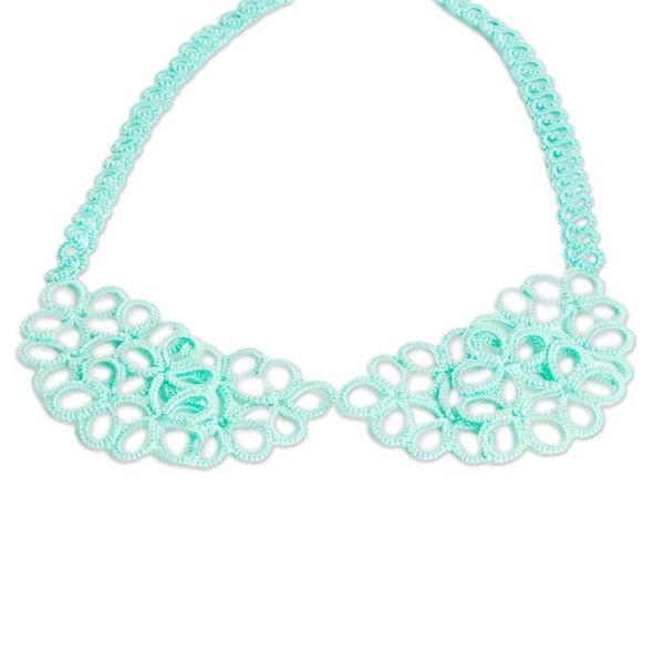 Alternate image for Hand-Tatted Mint Collar Necklace with Sterling Silver Clasp Mint Elegance