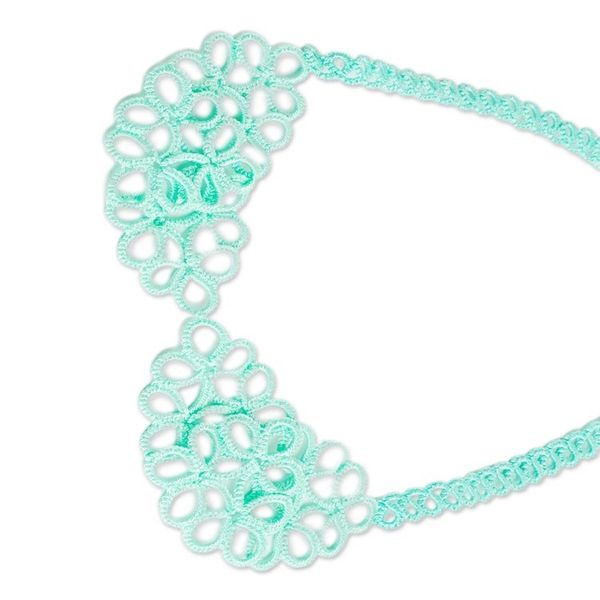 Alternate image for Hand-Tatted Mint Collar Necklace with Sterling Silver Clasp Mint Elegance