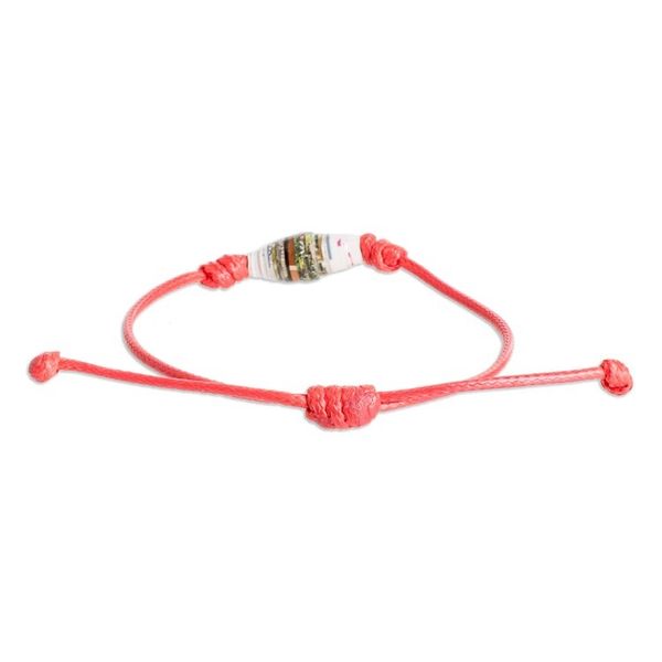 Alternate image for Red Recycled Paper Pendant Bracelet with Adjustable Cord Earths Riches in Red