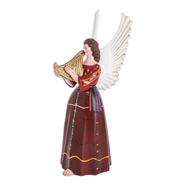 Alternate image for Folk Art Ceramic Angel Sculpture Hand-Painted in Guatemala San Rafael Petzal