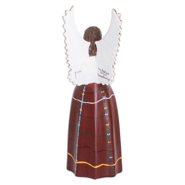 Alternate image for Folk Art Ceramic Angel Sculpture Hand-Painted in Guatemala San Rafael Petzal
