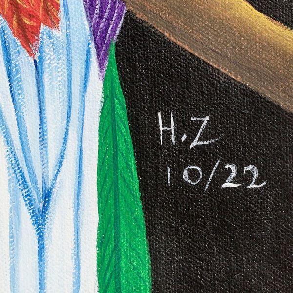 Alternate image for Signed Stretched Acrylic Impressionist Painting of Bird Quetzal