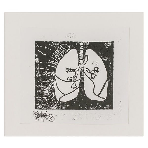 Alternate image for Anatomy-Themed Expressionist Xylograph Print from Guatemala Crossed
