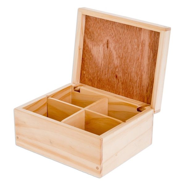 Alternate image for Handcrafted Horse Mosaic Pinewood Tea Box in White Delightful Liberty