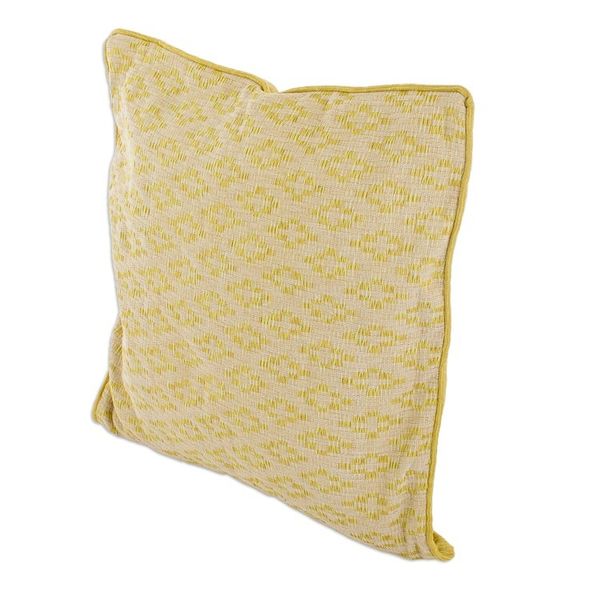 Alternate image for Handwoven Yellow Cotton Cushion Cover with Diamond Pattern Diamond Splendor