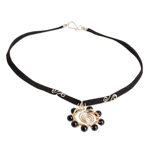 Alternate image for Pendant Necklace with Onyx Stones and Twisted Wire Accents Glamor by Night