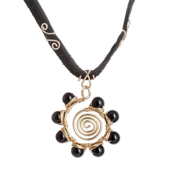 Alternate image for Pendant Necklace with Onyx Stones and Twisted Wire Accents Glamor by Night