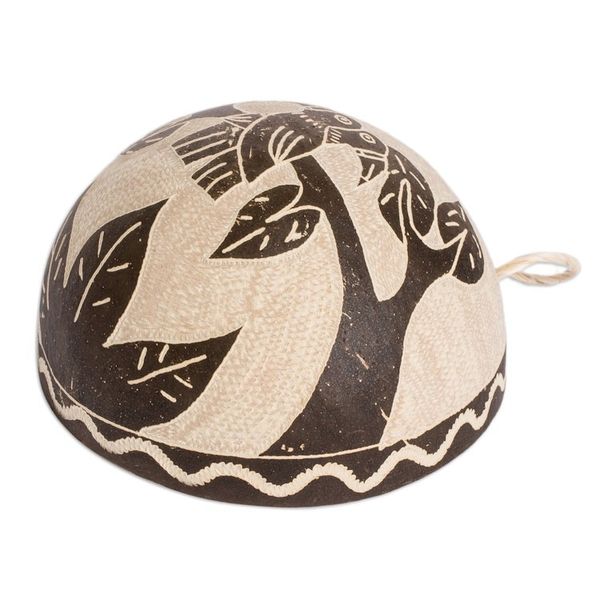 Alternate image for Toucan-Themed Wall Art Hand-Carved in Dried Calabash Gourd Toucan Dream