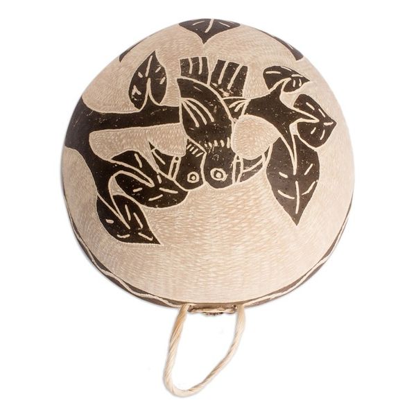 Alternate image for Toucan-Themed Wall Art Hand-Carved in Dried Calabash Gourd Toucan Dream