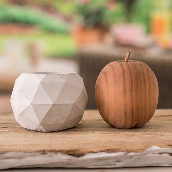 Alternate image for Handcrafted Geometric Cement Flower Pot from El Salvador Geometric Spaces