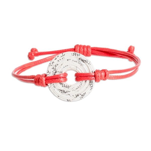 Alternate image for Handmade Recycled Paper Pendant Bracelet with Red Cord Crimson Constellation