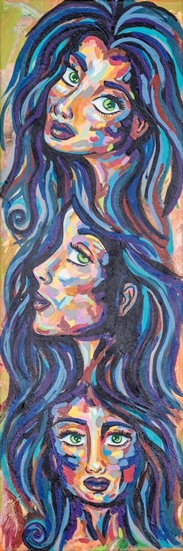 Alternate image for Signed Stretched Expressionist Acrylic Painting of Women Free and Authentic Women