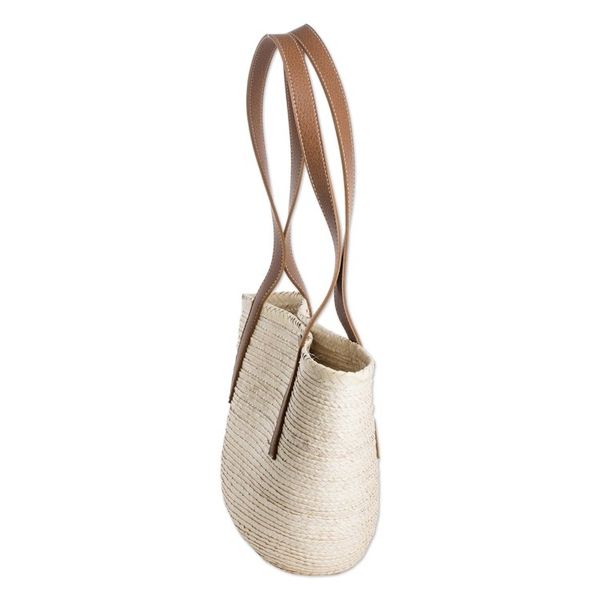 Alternate image for Handmade Natural Fiber Shoulder Bag with Faux Leather Straps Sun Sea