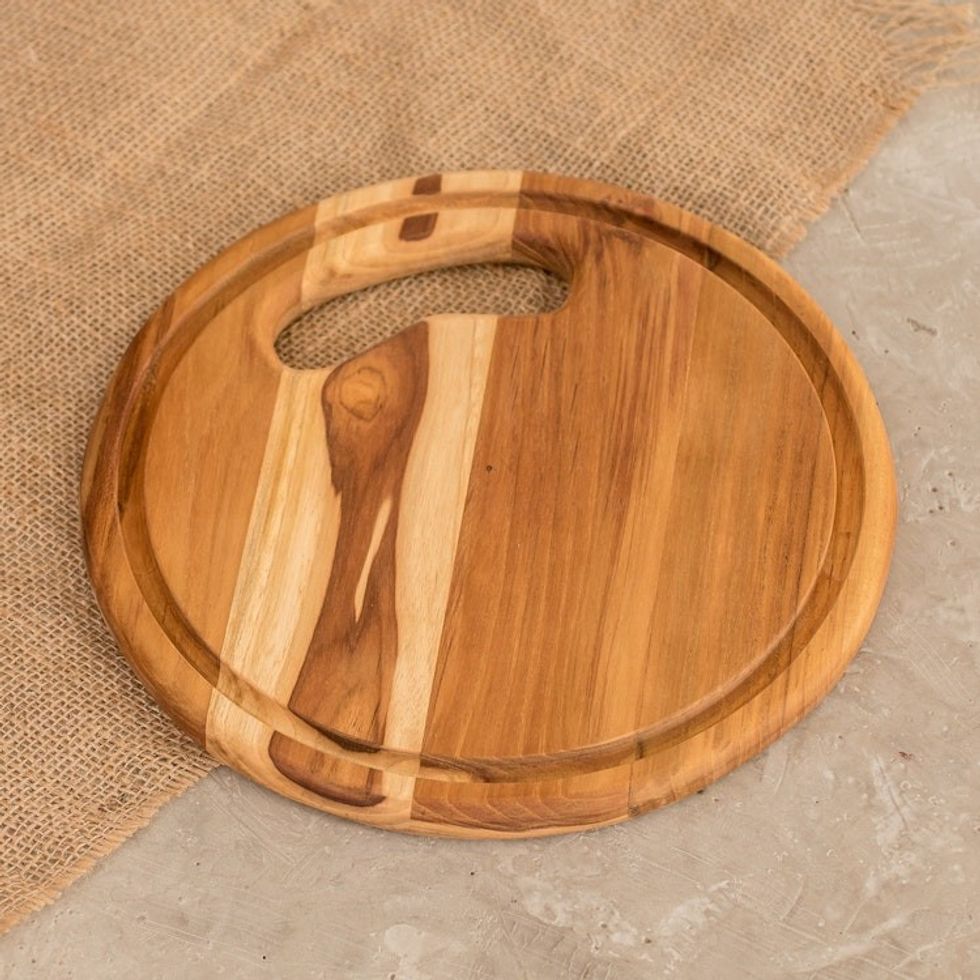 Round Teak Wood Cutting Board from Guatemala 'Tastes Like Home'