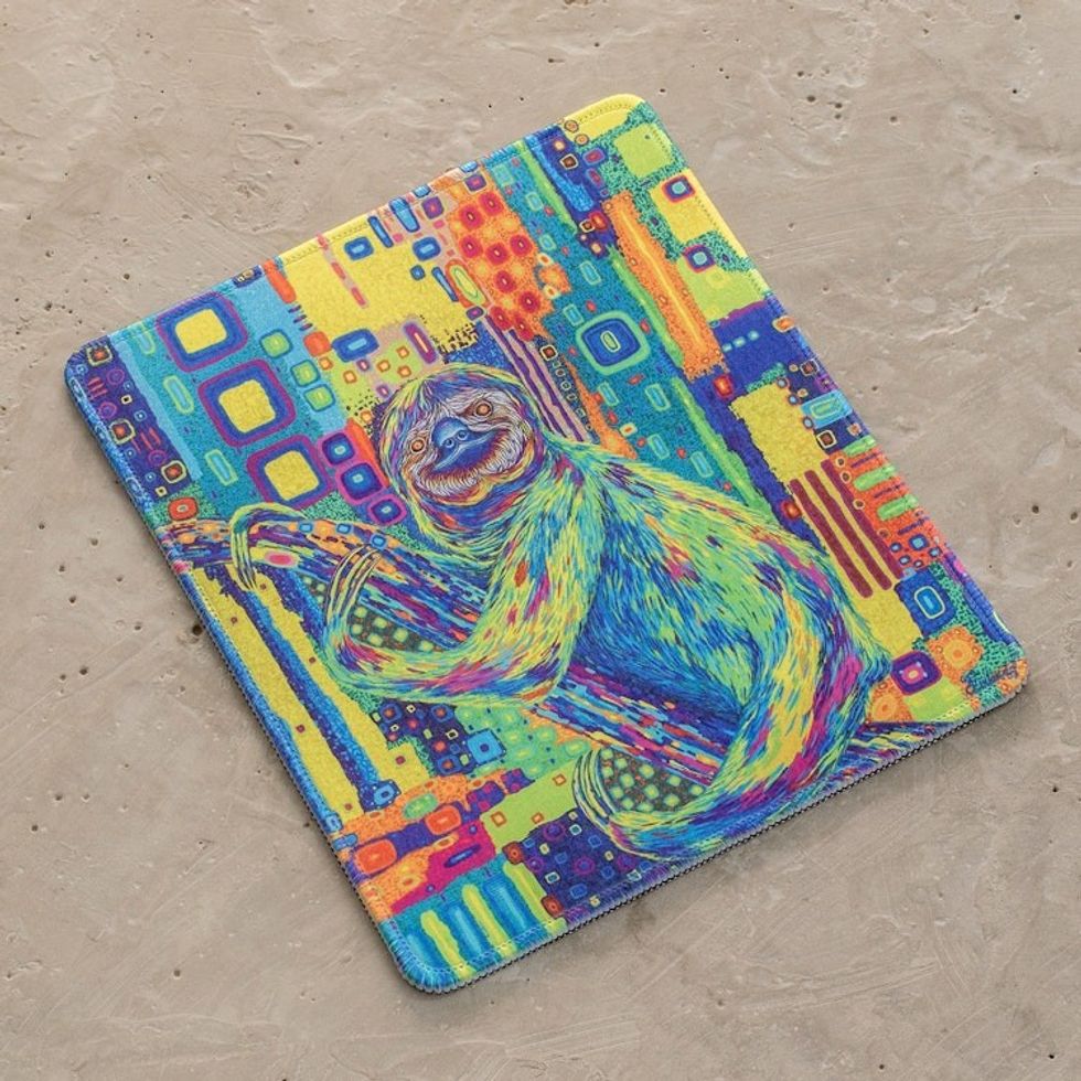 Printed Multicolor Rubber Mouse Pad with Sloth Image 'Tropical Sloth'