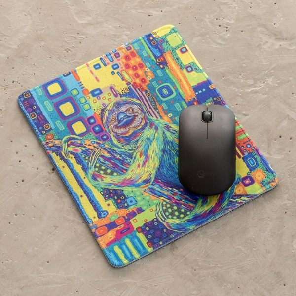 Alternate image for Printed Multicolor Rubber Mouse Pad with Sloth Image Tropical Sloth