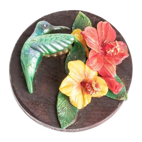 Alternate image for Painted Pinewood and Cold Porcelain Hummingbird Magnet The Tropical Hummingbird
