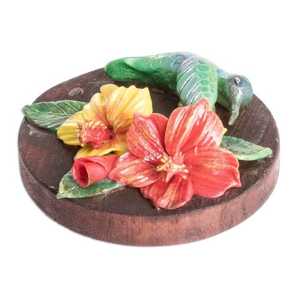 Alternate image for Painted Pinewood and Cold Porcelain Hummingbird Magnet The Tropical Hummingbird