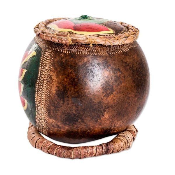 Alternate image for Hand-Painted Red Heliconia Dried Gourd Decorative Accent Red Heliconias