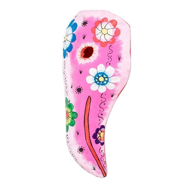 Alternate image for Hand-Painted Floral Pink and White Bird Pinewood Mask Floral Flight