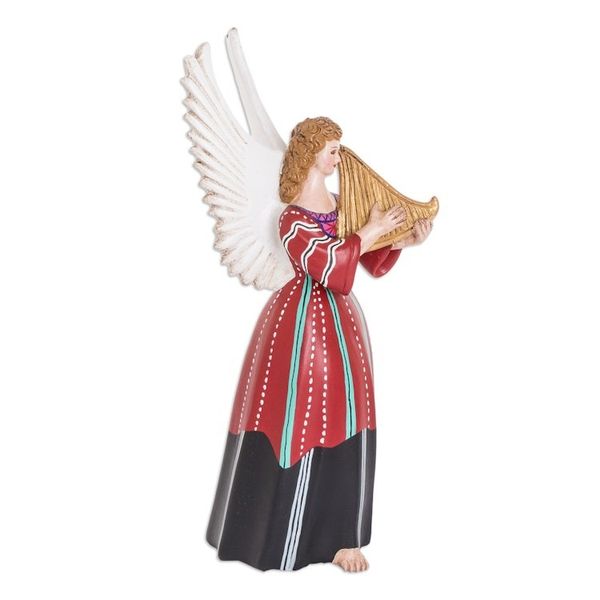 Alternate image for Hand-Painted Angel-Themed Folk Art Ceramic Figurine Solola