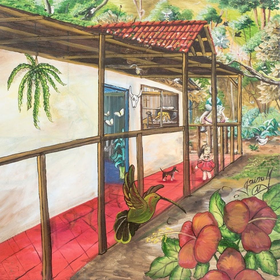 Acrylic Realist Painting of A Costa Rican Traditional House 'Traditional House'