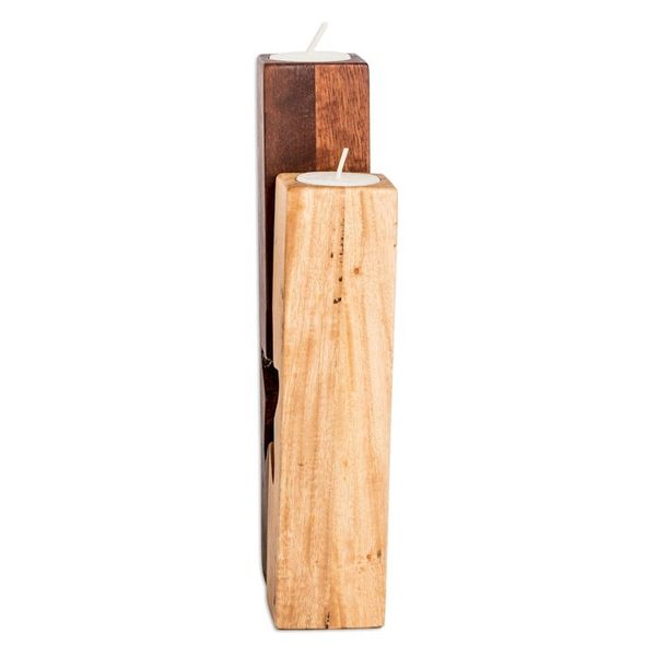 Alternate image for Set of 2 Star-Themed Wood Tealight Candleholders Star of Unity
