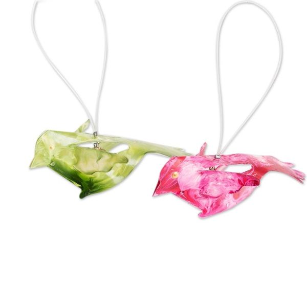 Alternate image for Set of 12 Eco-Friendly Colorful Handcrafted Bird Ornaments Magic Chants
