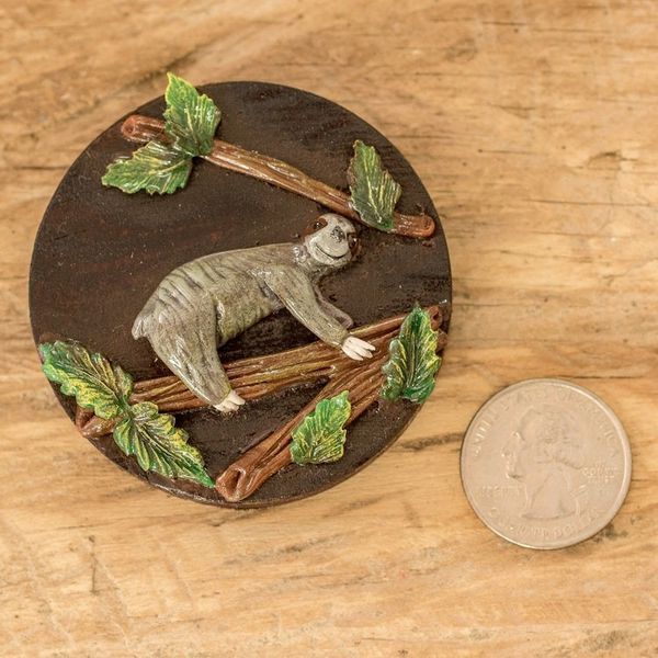 Alternate image for Handcrafted Painted Pinewood and Cold Porcelain Sloth Magnet The Tropical Sloth
