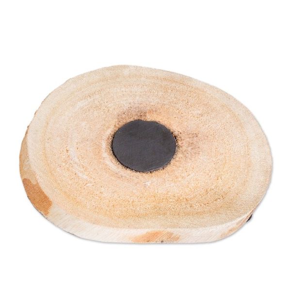 Alternate image for Handmade Painted Coffee Tree Wood Magnet with Petrified Lava Pacaya Volcano