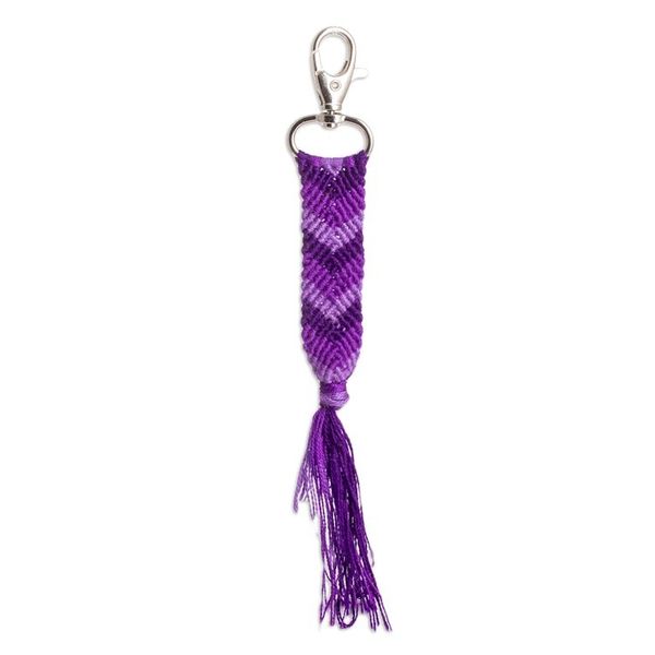 Alternate image for Macrame Keychain Bag Charm in Purple with Chevron Motif Lavender Garden