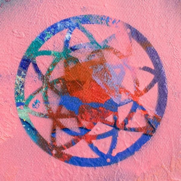 Alternate image for Signed Abstract Acrylic and Oil Painting in Pink Sowing Moon I