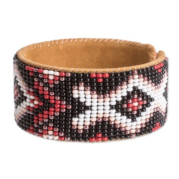 Alternate image for Traditional Red and Black Glass Beaded Cuff Bracelet Fires Union