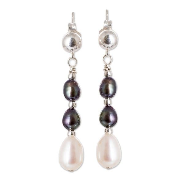 Alternate image for 925 Silver Dangle Earrings with Two Tone Cultured Pearls Sea Essence