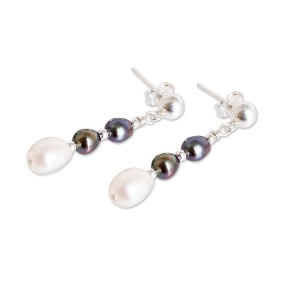 Alternate image for 925 Silver Dangle Earrings with Two Tone Cultured Pearls Sea Essence