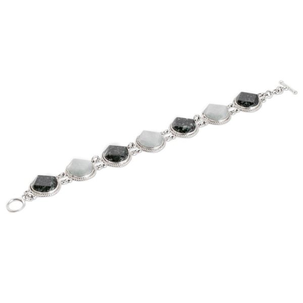 Alternate image for Sterling Silver Dark and Apple Green Jade Link Bracelet Glamorous Allure
