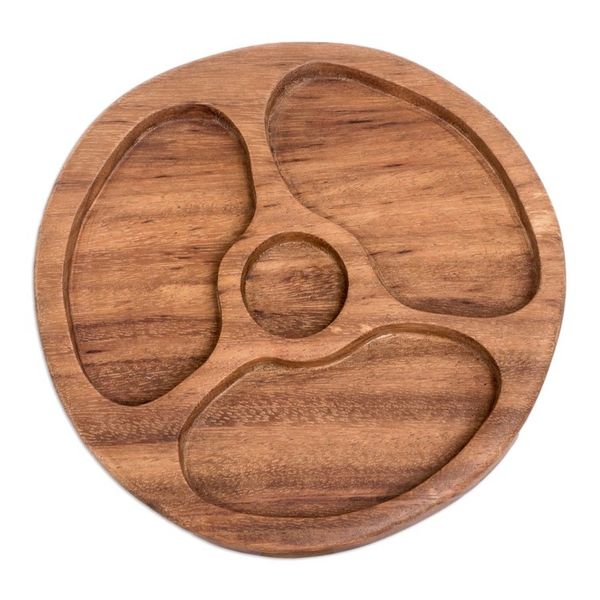 Alternate image for Conacaste Wood Appetizer Platter with Three Compartments Supreme Ambrosia