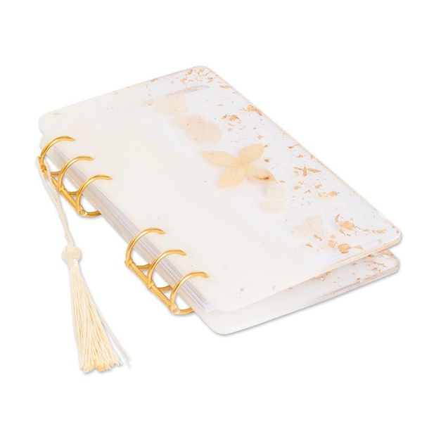 Alternate image for Handcrafted Leafy Resin Journal with Ivory Tassel Sunrise Forest