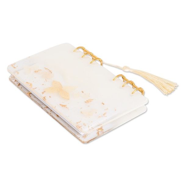 Alternate image for Handcrafted Leafy Resin Journal with Ivory Tassel Sunrise Forest