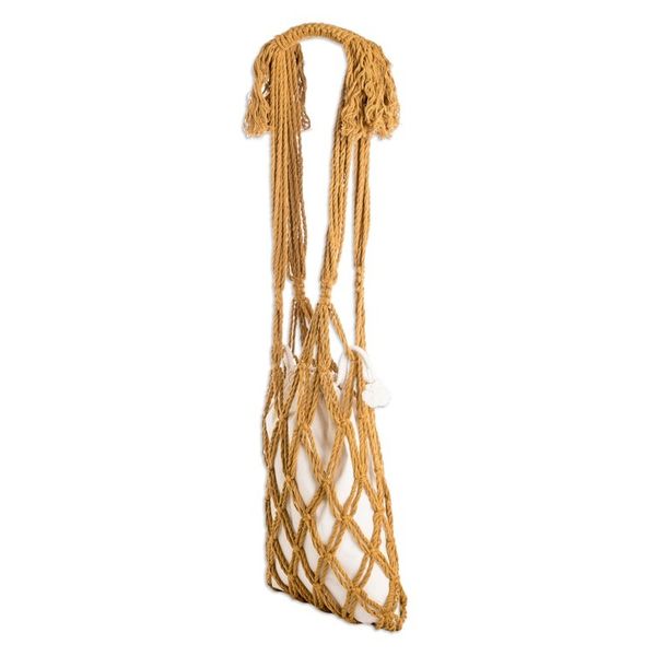 Alternate image for Cotton Macrame Tote Bag in Ivory and Honey from El Salvador Happy Day