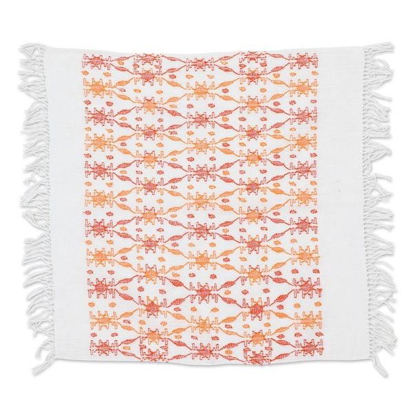 Alternate image for Leafy Handwoven Orange and Red Cotton Placemat Sunset Over the Forest