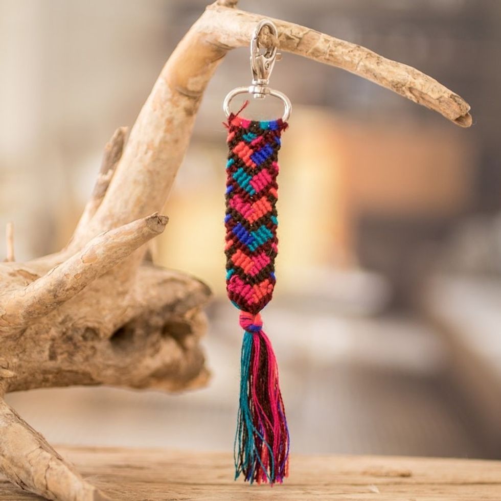 Colorful Macrame Keychain and Bag Charm with Tassel 'Multicolor of Love'