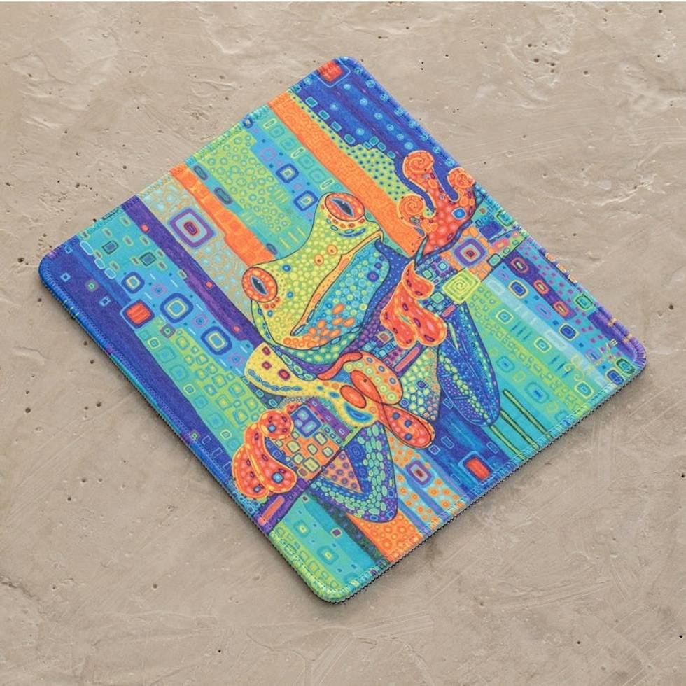 Printed Multicolor Rubber Mouse Pad with Frog Image 'Tropical Frog'