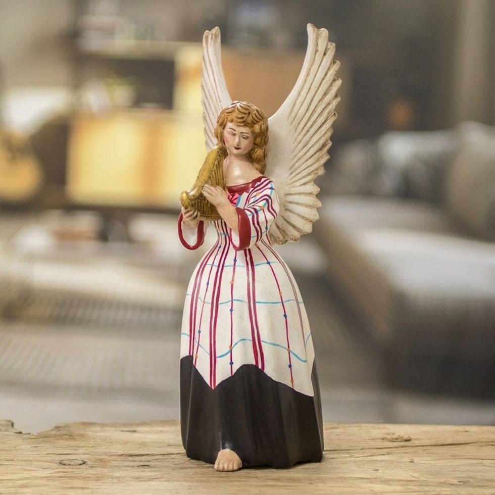Lovely Hand-Painted Angel-Themed Ceramic Sculpture 'Solola in White'