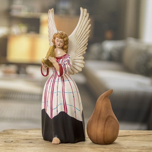 Alternate image for Lovely Hand-Painted Angel-Themed Ceramic Sculpture Solola in White