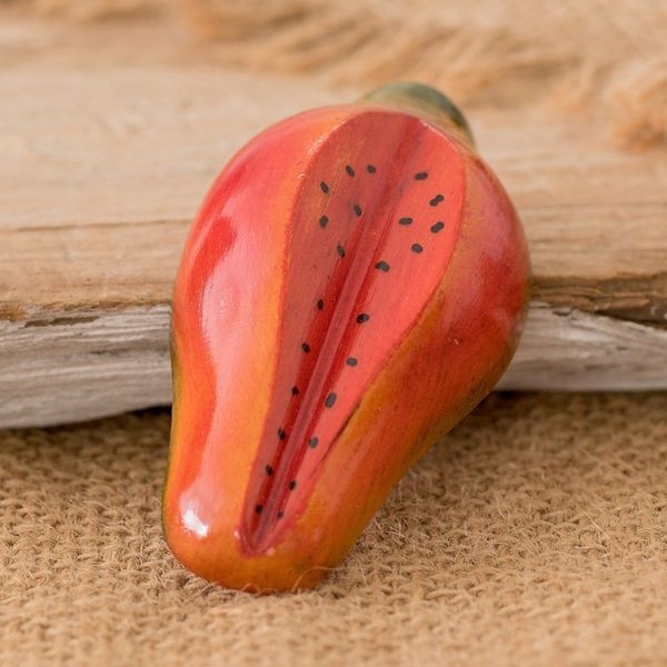 Alternate image for Wood Papaya Magnet Hand-Carved and Painted in Guatemala Guatemalan Papaya