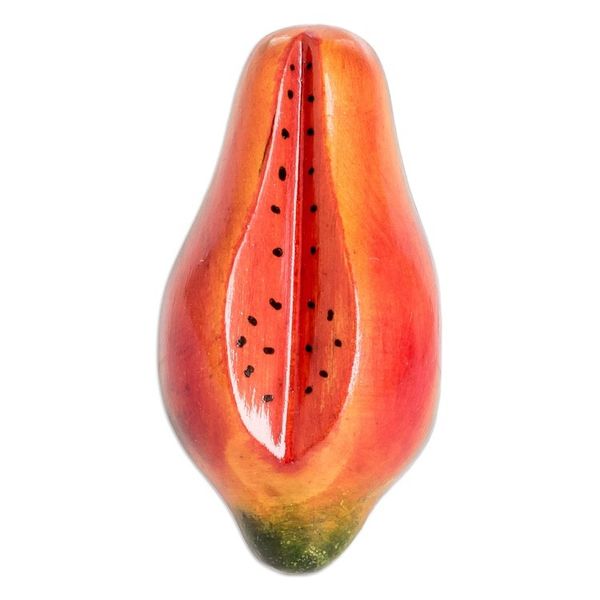 Alternate image for Wood Papaya Magnet Hand-Carved and Painted in Guatemala Guatemalan Papaya