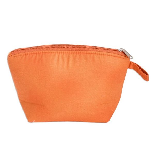 Alternate image for Embroidered Floral Orange Cotton Cosmetic Bag with Zipper Evening Beauty