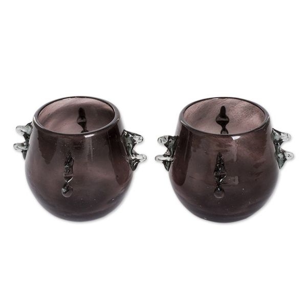 Alternate image for Pair of Handblown Rocks Glasses in Black Shadow Shot